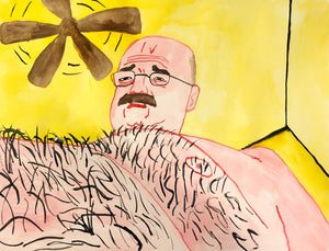 Sad Hairy Shirtless Man