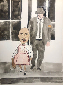 Steve Harvey as Little Girl Being Led Out of School During Desegregation Busing