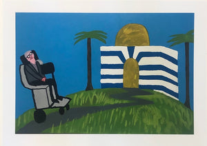 "Stephen Hawking Rolling Up the Ramp to Epstein’s Island" Print