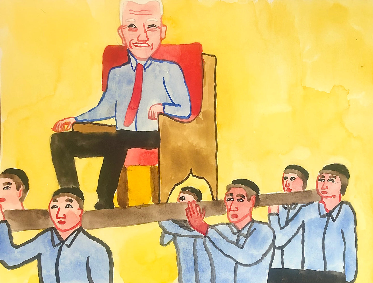 Joe Biden on Throne Carried by Israeli People