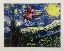 Load image into Gallery viewer, &quot;Queer Black Trans Disabled Gay Person Flying Through Starry Night&quot; Print
